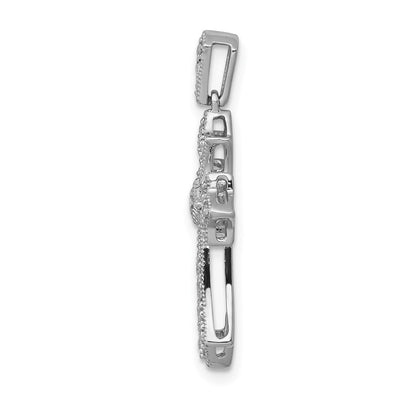 14K White Gold 1/. Diamond Fleur de Lis Cross Pendant