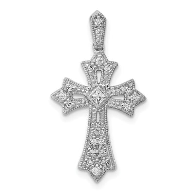 14K white gold diamond fleur de lis pendant