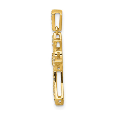 14K 1/. Diamond Fleur de Lis Cross Pendant