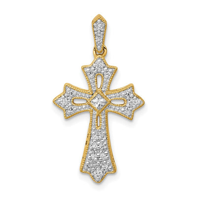 14K gold diamond fleur de lis pendant
