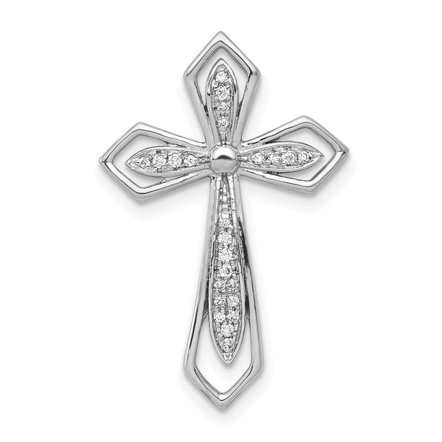 14K white gold diamond cross chain