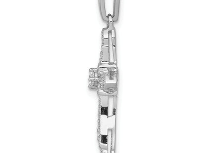 14k White Gold 1/. Diamond Filigree Cross Pendant, 28 x 15.5mm