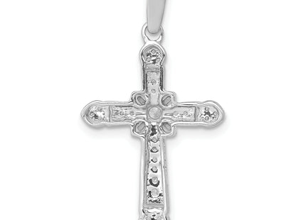 14k White Gold 1/. Diamond Filigree Cross Pendant, 28 x 15.5mm