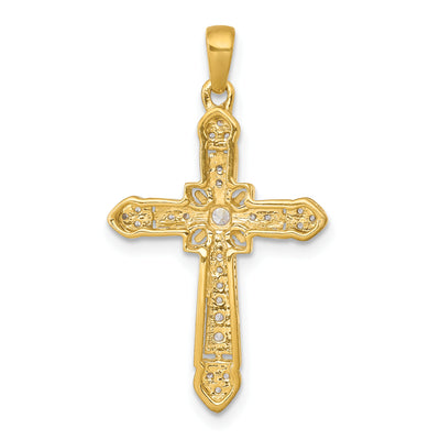 14K 1/. Diamond Filigree Cross Pendant