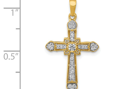 14k 1/. Diamond Filigree Cross Pendant