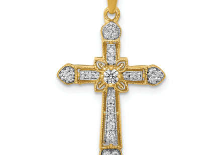 14k 1/. Diamond Filigree Cross Pendant