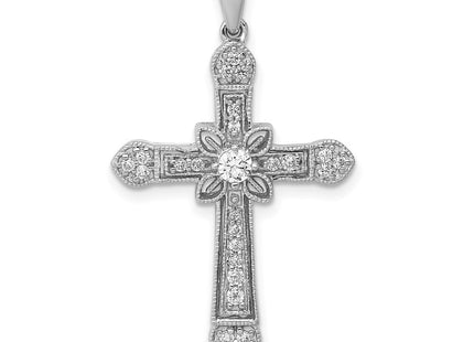 14k White Gold 1/. Diamond Filigree Cross Pendant (Style PM5090-033-WA)