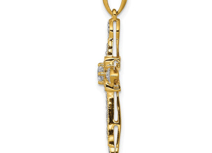 14K white gold diamond cross pendant, alternate view