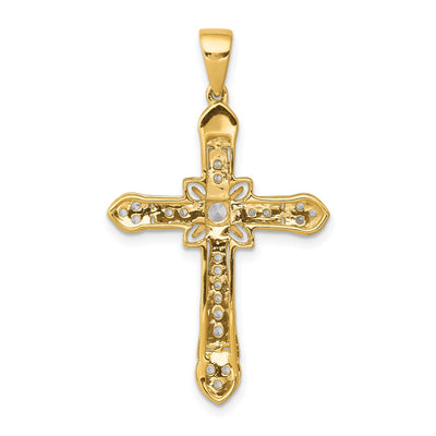 14K 1/. Diamond Filigree Cross Pendant