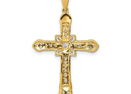 14K white gold diamond cross pendant, another view