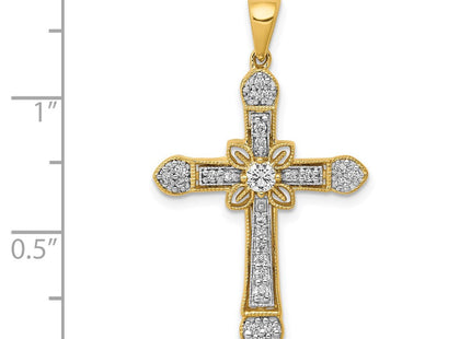 14K white gold diamond cross pendant, further view