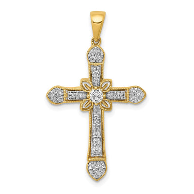 14K gold diamond cross pendant