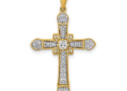 14K white gold diamond cross pendant