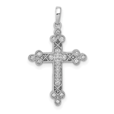 14K white gold diamond cross pendant