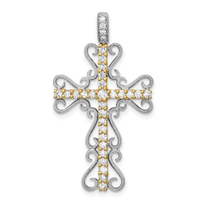 14K gold diamond cross pendant