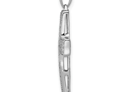 14K white gold diamond cross pendant, alternate view