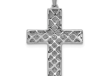 14K white gold diamond cross pendant, another view