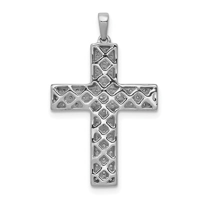 14K White Gold 1/. Diamond Latin Cross Pendant, 29 x 17.8mm