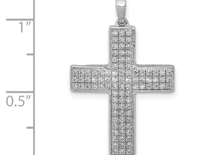 14K white gold diamond cross pendant, further view