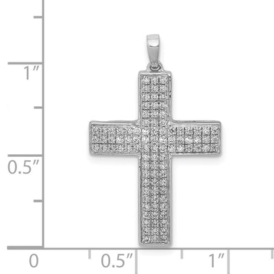 14K White Gold 1/. Diamond Latin Cross Pendant, 29 x 17.8mm