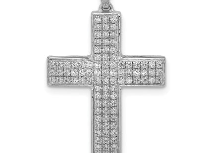 14K white gold diamond cross pendant