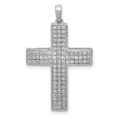 14K white gold diamond cross pendant