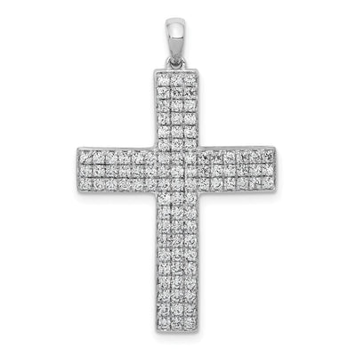 14K white gold diamond cross pendant