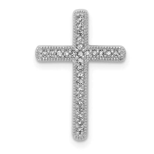 14K white gold diamond cross chain