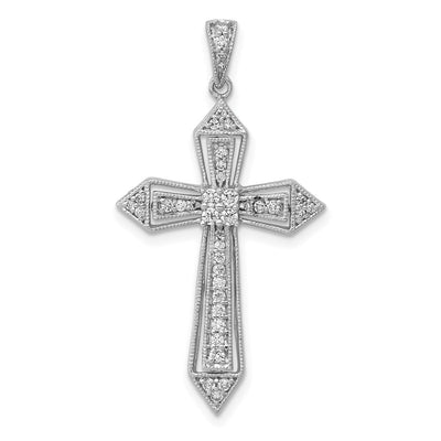 14K white gold diamond cross pendant