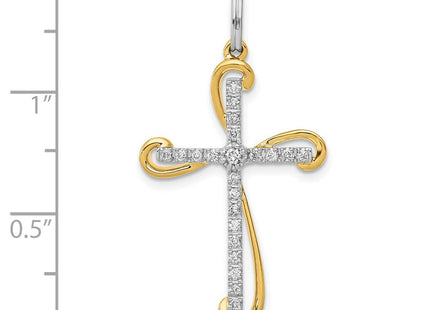 14k Two-tone 1/. Diamond Cross Pendant (Style PM5106-016-WYA)