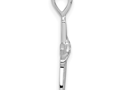 14K white gold diamond cross pendant, alternate view