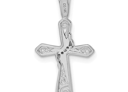 14K white gold diamond cross pendant, another view
