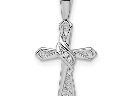 14K white gold diamond cross pendant