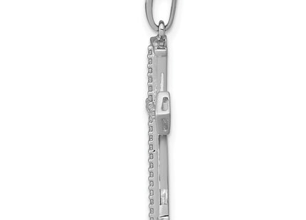 14K white gold diamond cross pendant, alternate view