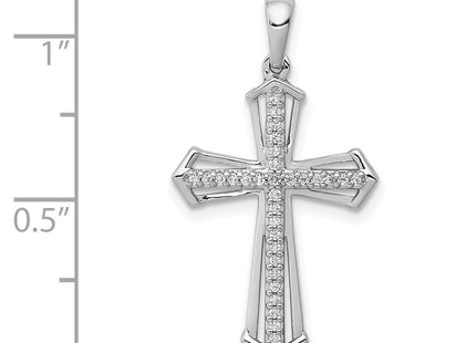 14K white gold diamond cross pendant, further view