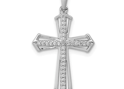 14K white gold diamond cross pendant