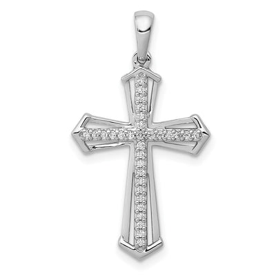 14K white gold diamond cross pendant