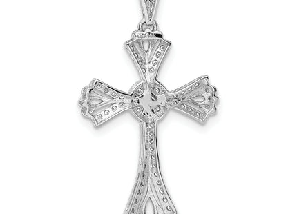 14k White Gold 1/. Diamond Fancy Cross Pendant, 35.5 x 19mm