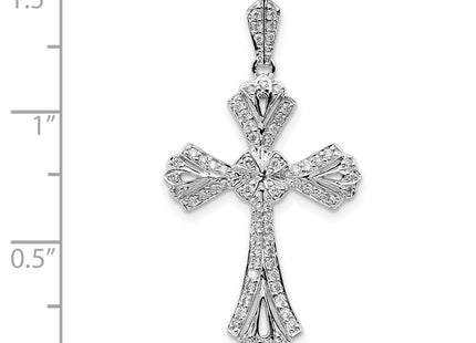 14K white gold diamond cross pendant, another view