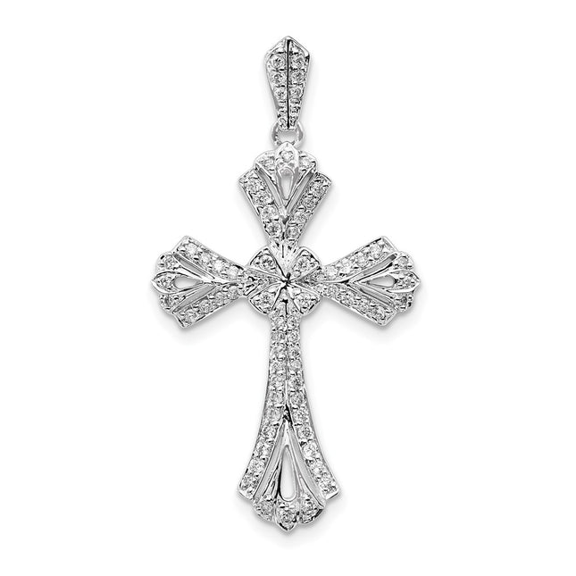 14K white gold diamond cross pendant