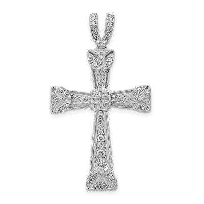 14K white gold diamond cross pendant