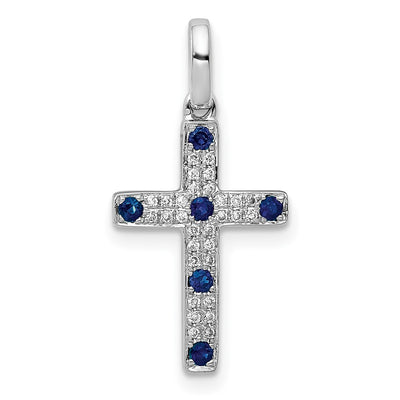 14K white gold diamond cross pendant