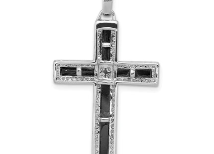 14K white gold diamond cross pendant, another view