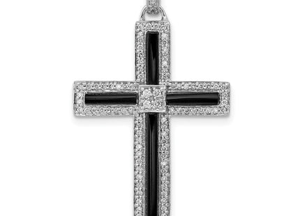 14K white gold diamond cross pendant