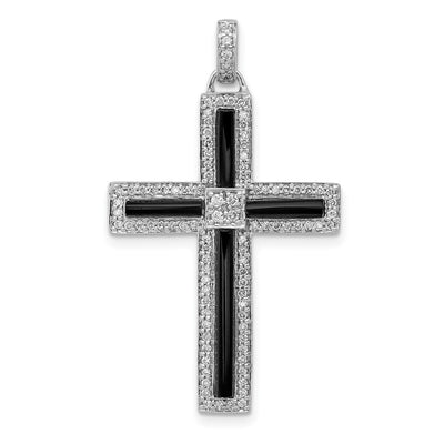 14K white gold diamond cross pendant