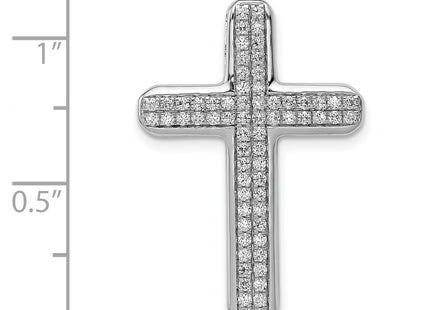 14k White Gold 1/. Diamond Latin Cross Chain Slide, 28.5 x 19.5mm