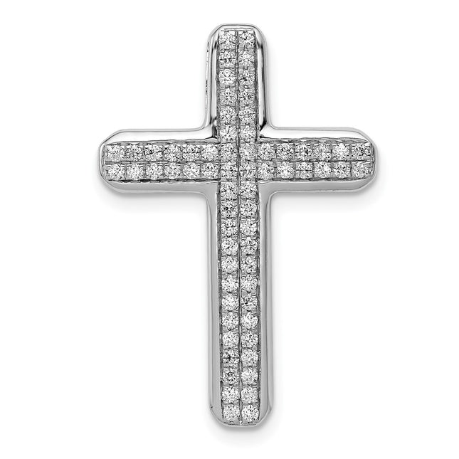 14K white gold diamond cross chain