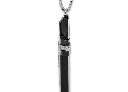 14k White Gold 1/. Diamond and Onyx Cross Pendant (Style PM5137-OX-025-WA)