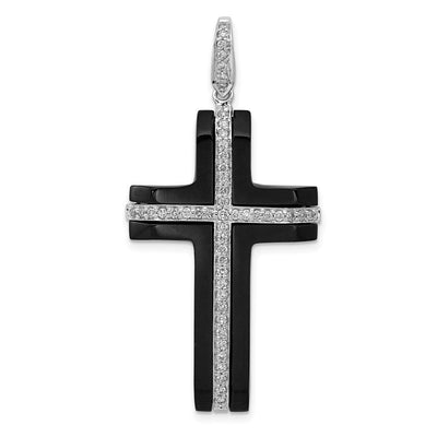 14K white gold diamond cross pendant