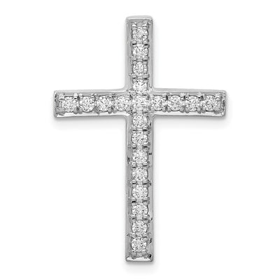 14K white gold diamond cross chain